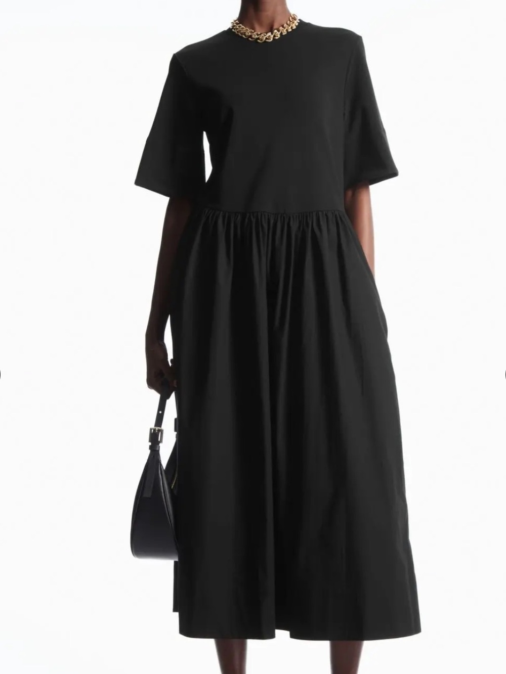 COS Short-Sleeve contrast panel Midi Dress